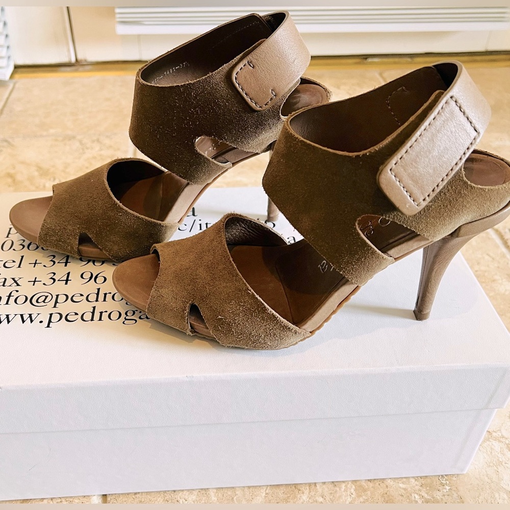 Pedro Gracia suede sandals with ankle strap.
